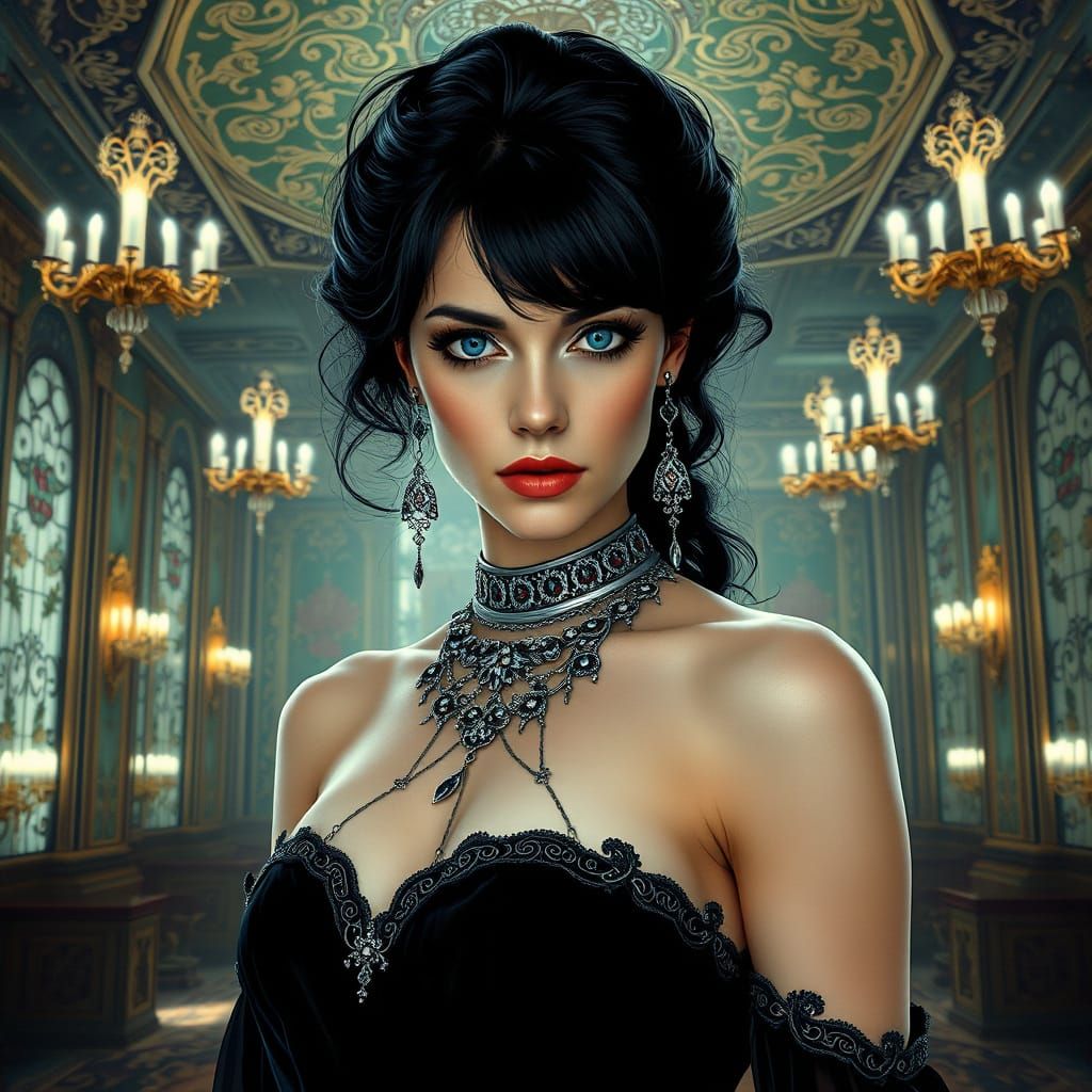 Goth Goddess in Art Nouveau Splendor
