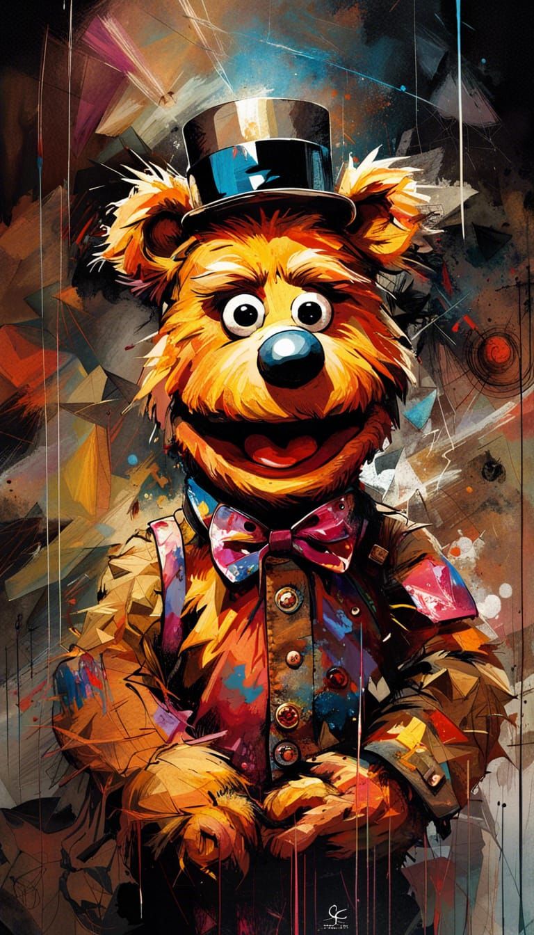 Fozzie Bear Painting with Big Eyes