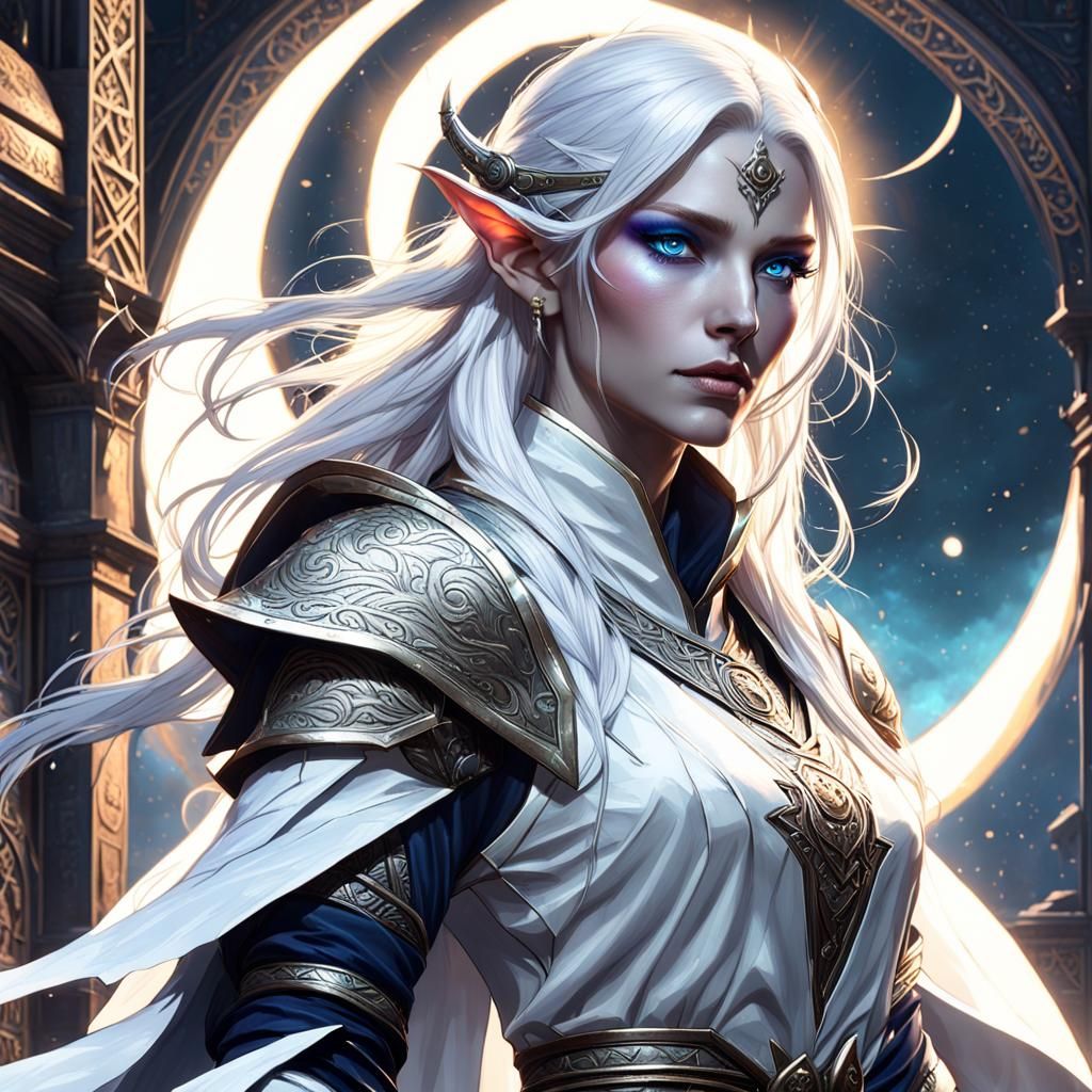 Detailed Moon Elf Portrait in Dark Fantasy Style