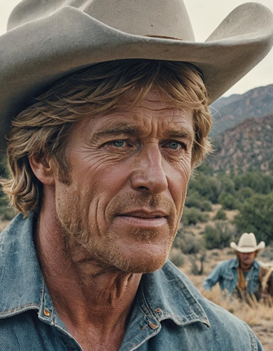 Cinematic Cowboy in 1980s Style Film Still