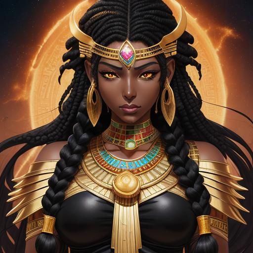 Egyptian Lion Goddess Sekmet in Anime Style