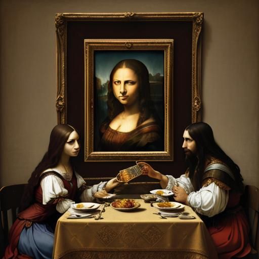 Mona Lisa and Jesus in Baroque Style