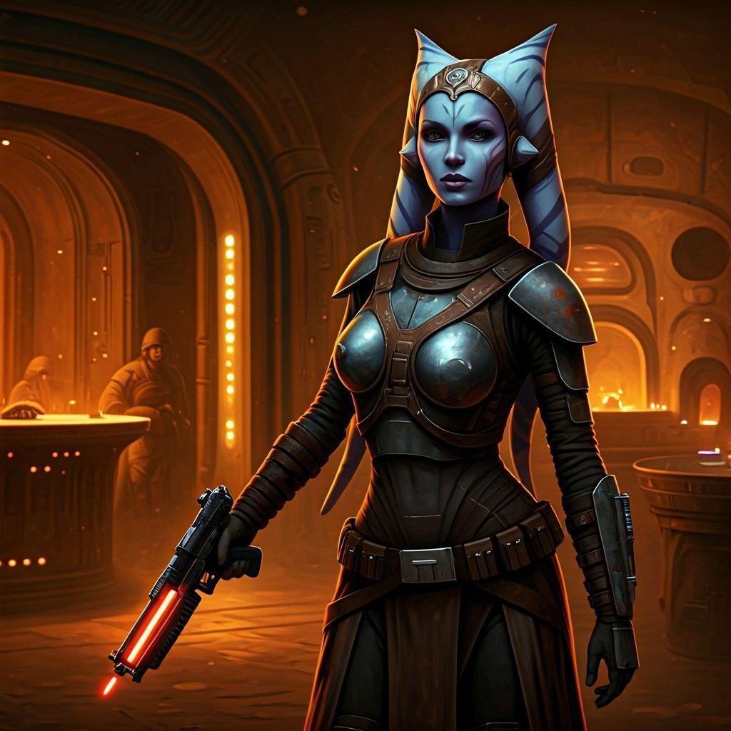Twi'lek Smuggler with Plasma Pistol in Gritty Cantina