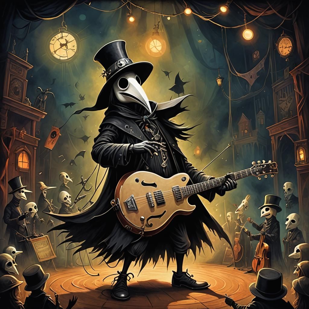 Plague Doctor Punk Rocker: Storybook Illustration