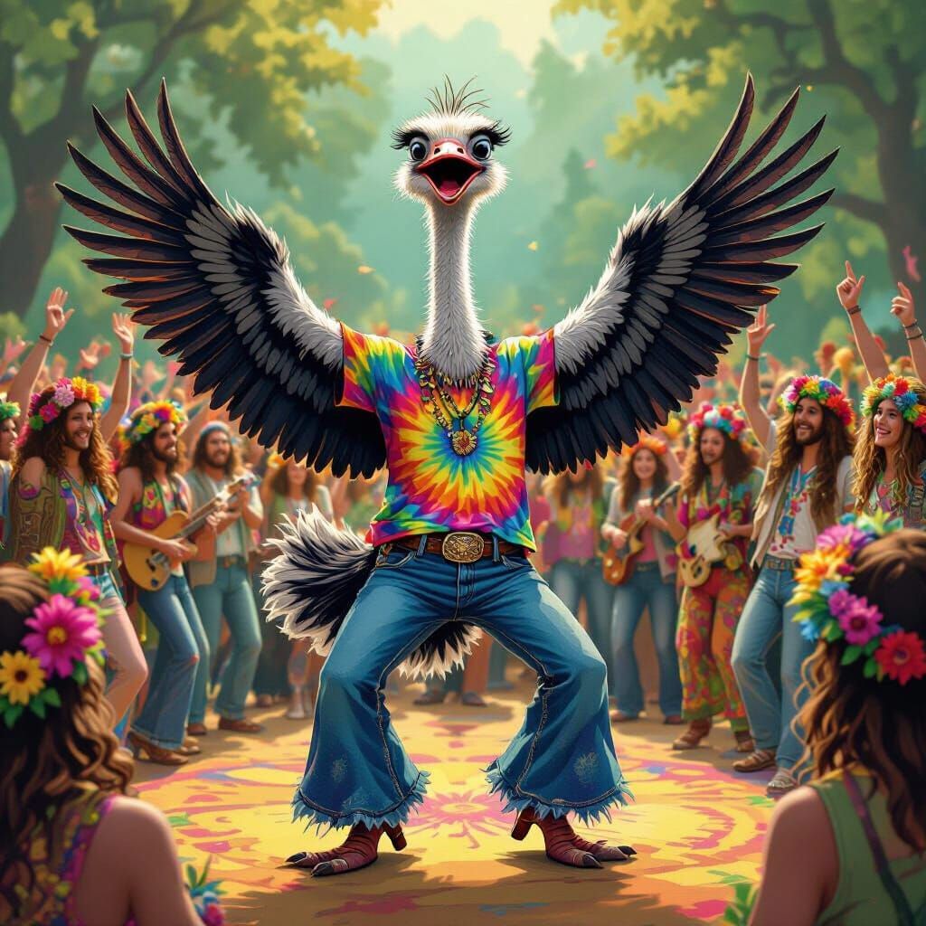 Ostrich Dances at Grateful Dead Show, Psychedelic Art