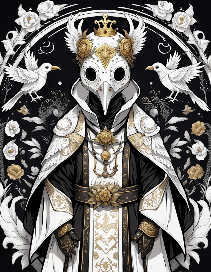 Kawaii Anime Plague Doctor with Bioluminescent Mask