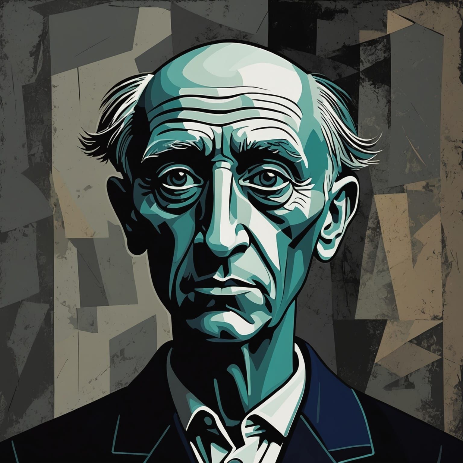 Grimdark Figure in Cubist Style