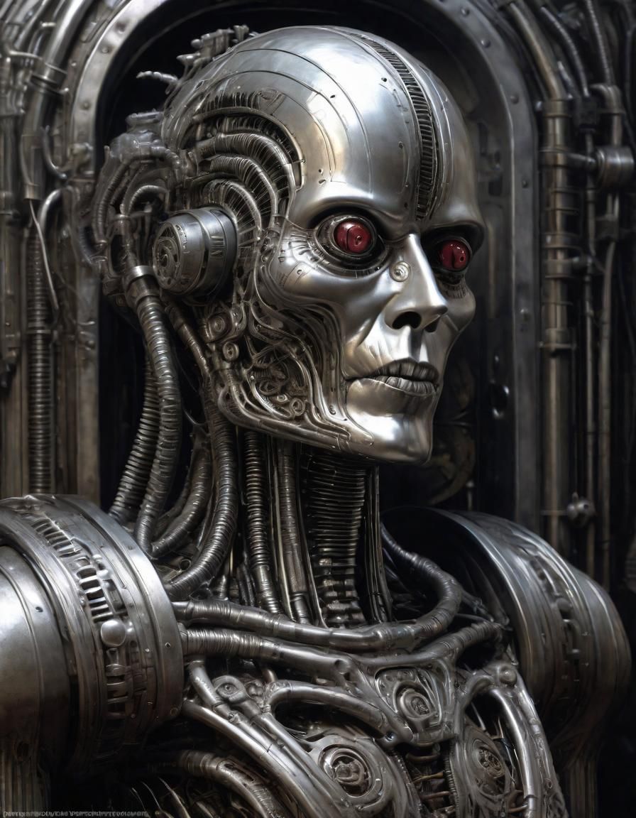 Biomechanical Biopunk Tin Man Portrait in Hyperrealism