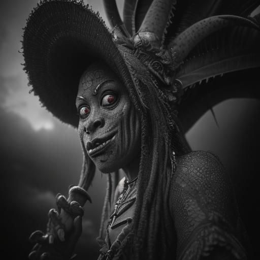 Hyperrealistic Voodoo Banana Monster in High Definition