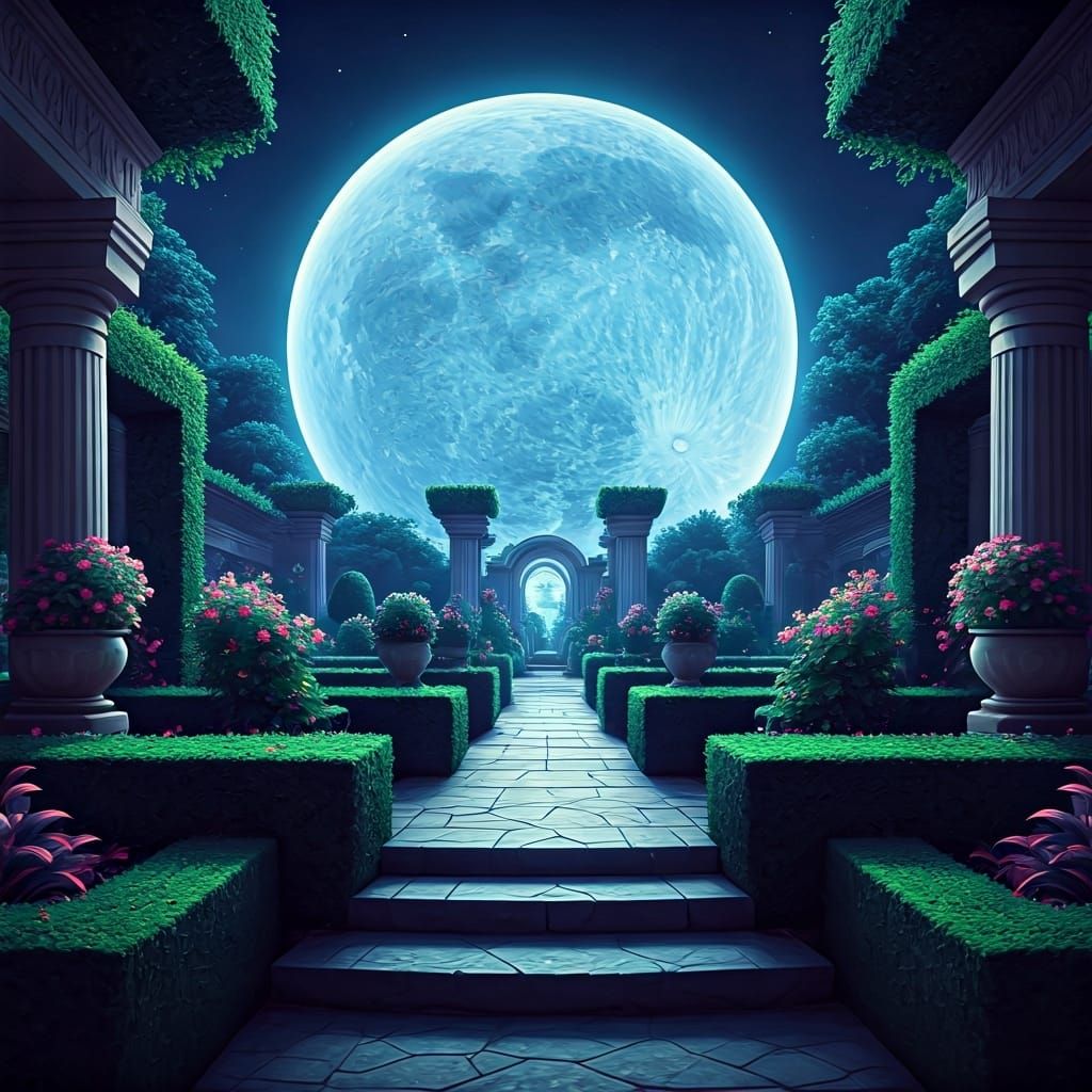 photo macro close-up of enormous blue moon nocturnal garden ...