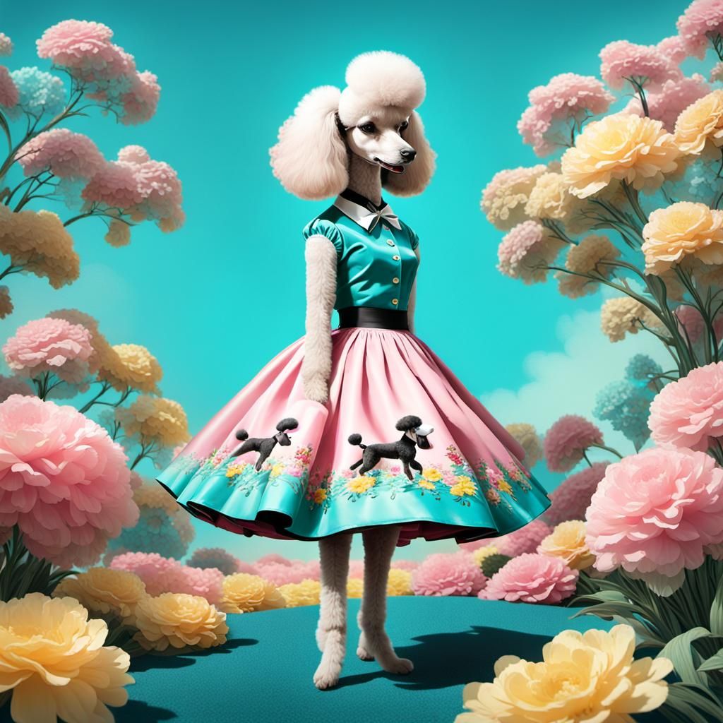 1950s Poodle Skirt in Floral Landscape