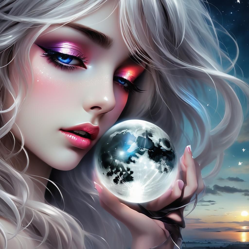 Eyes and Heart Containing Sky and Moon