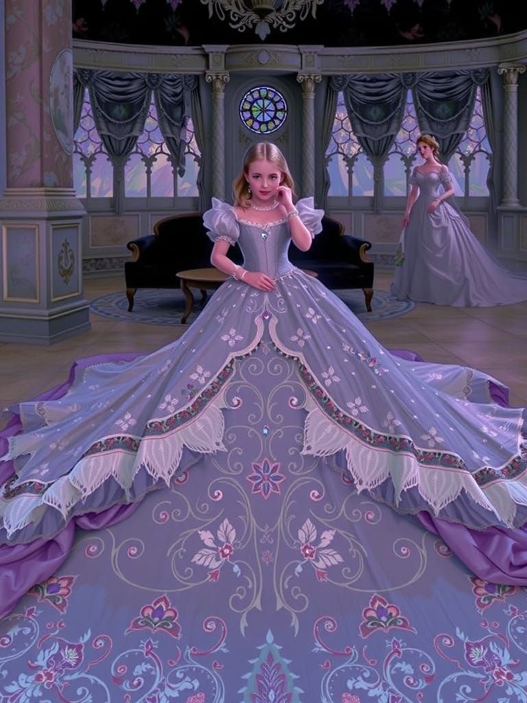 Regal Princess in Opulent Palace Throne Room