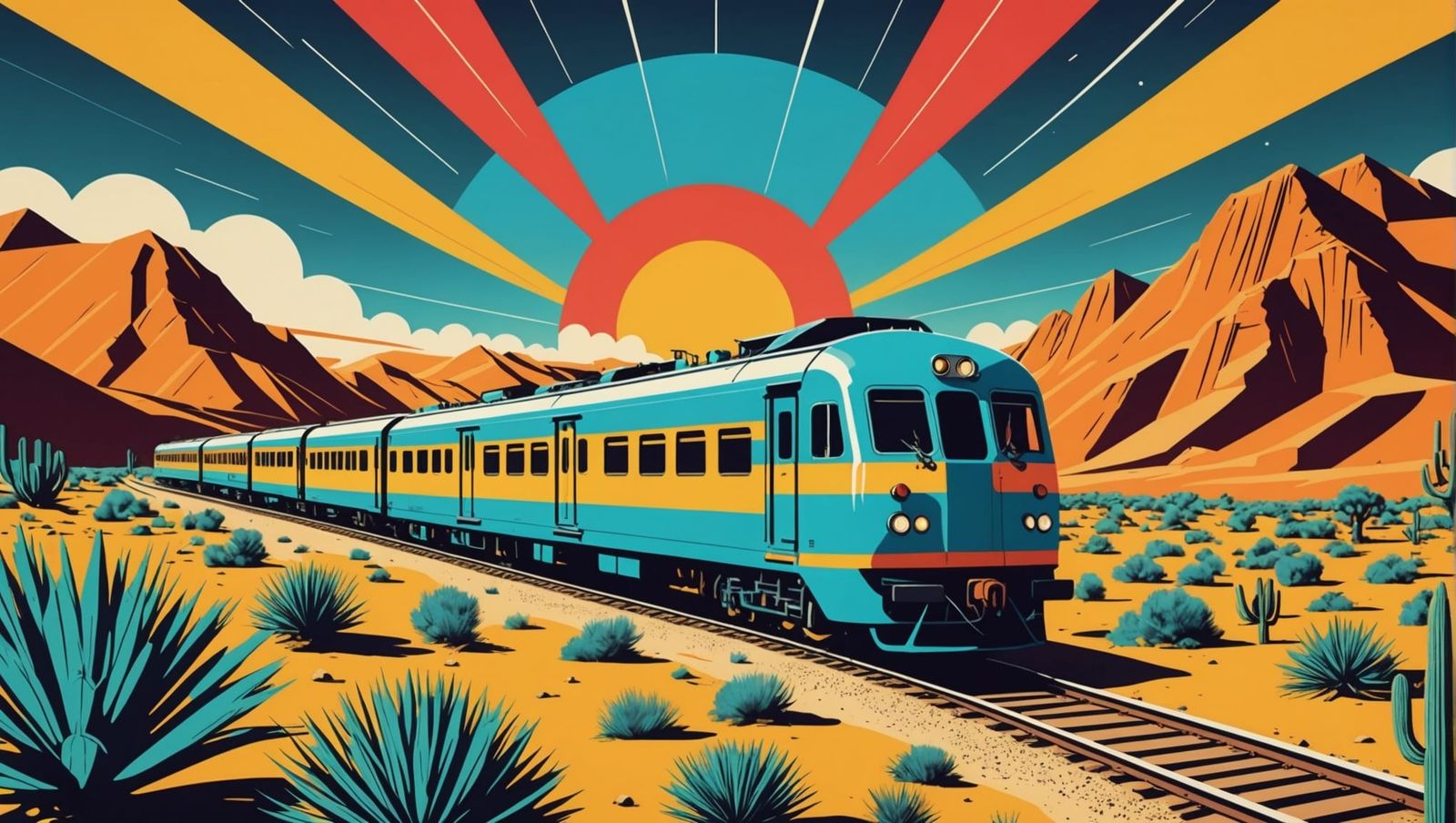 Desert Train in 60's Pop Art Style
