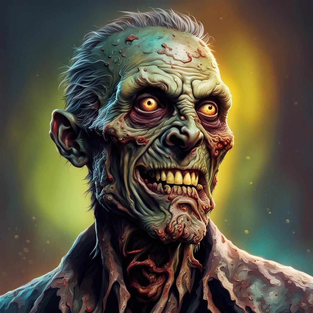 Hyperrealistic Smiling Zombie Concept Art