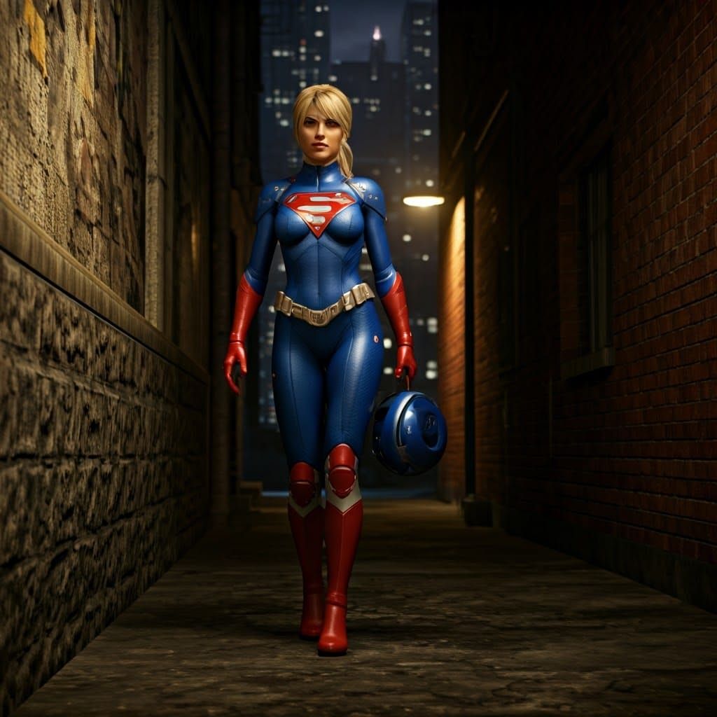Superheroine in Alley, Film Noir Style
