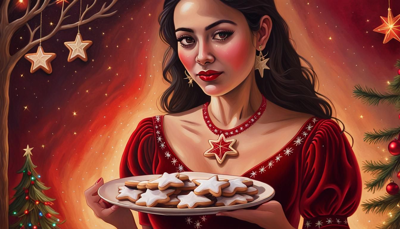 Vibrant Christmas Scene in Mexican Folk Art Style