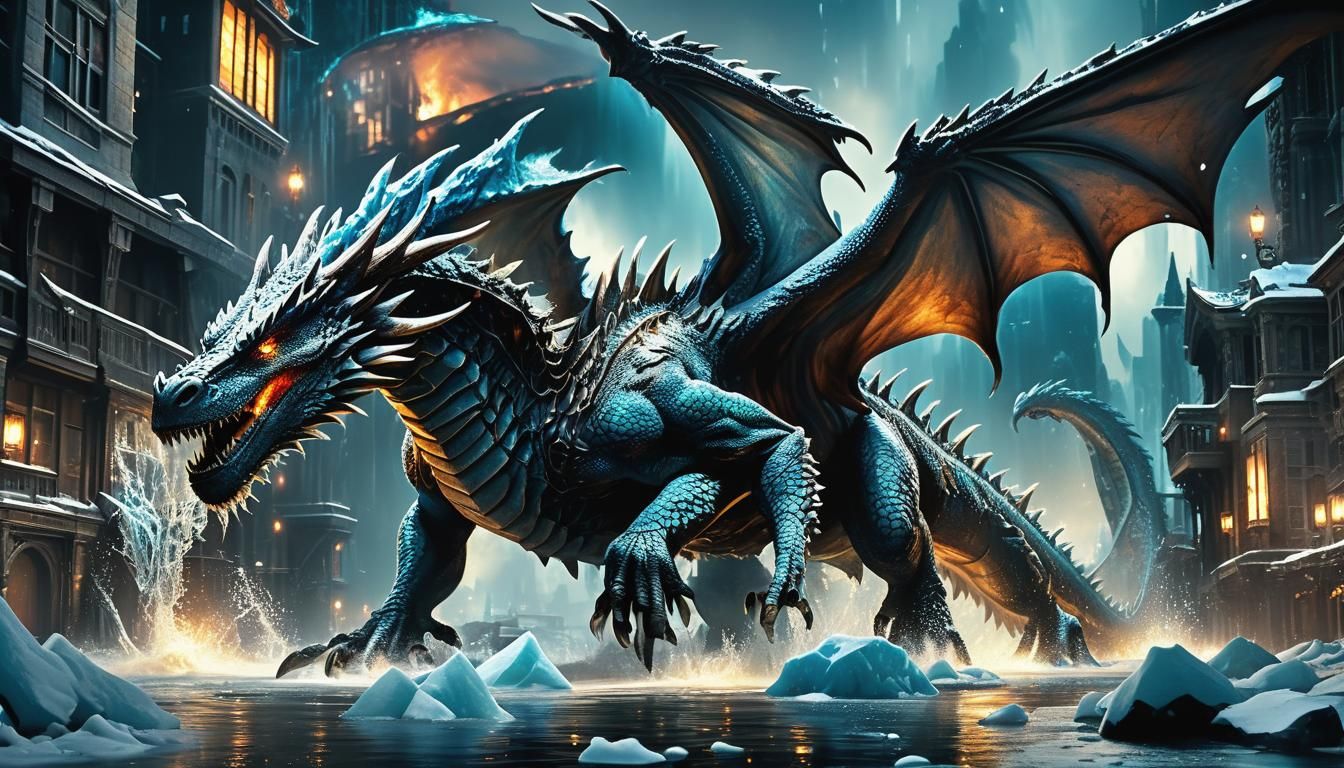 Flood Dragon in Underwater Ice Age City