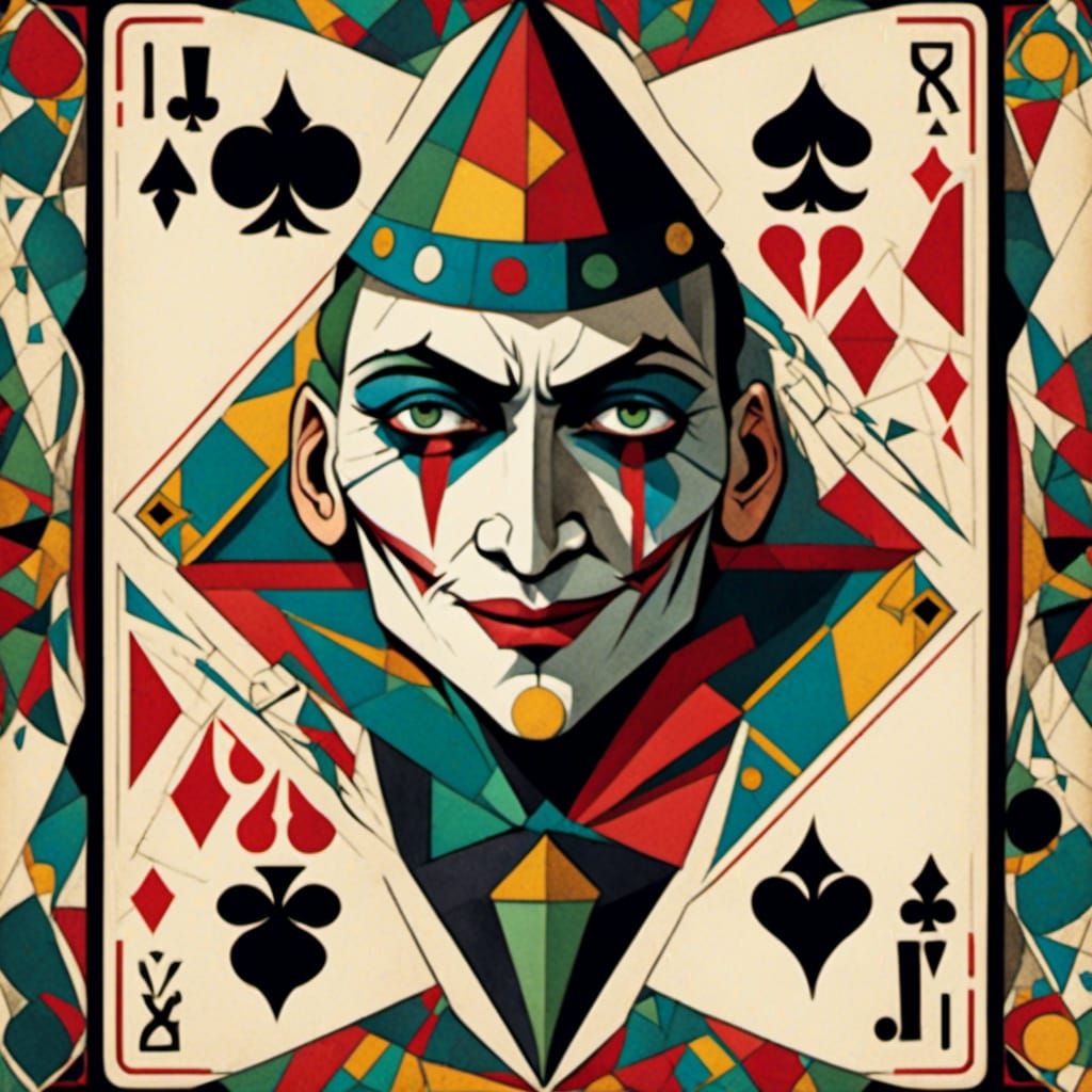 Crystal Cubism Joker Playing Card