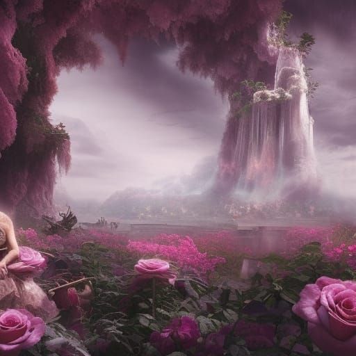 Foggy Forest of Roses