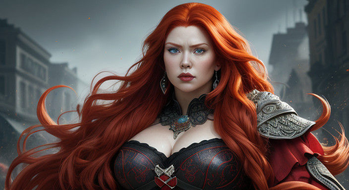 Sensual Cyberpunk Red Goddess in Hyperrealistic Digital Art