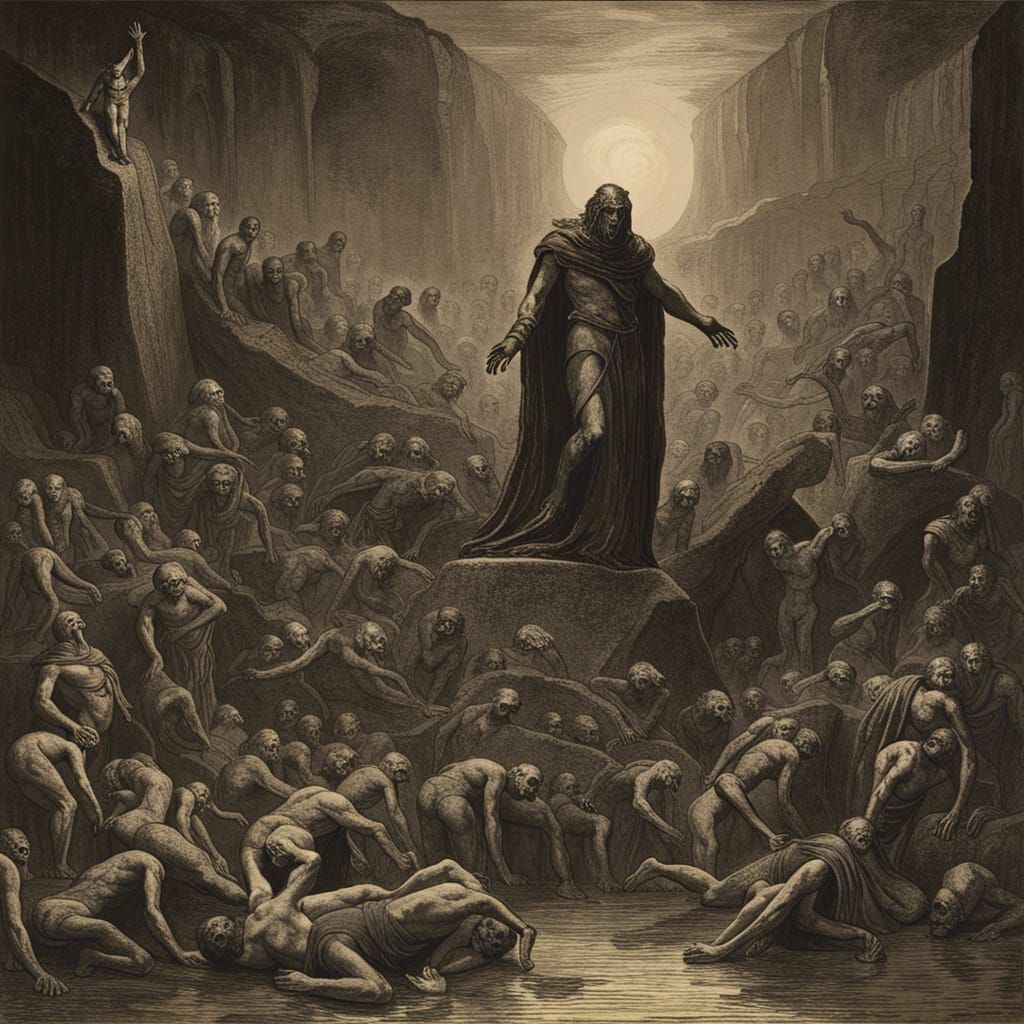 Infernal Horror Scene as Engraving