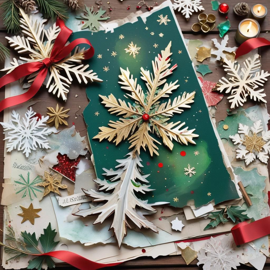 Victorian Christmas Scrapbook Page with Gold Leaf Accents