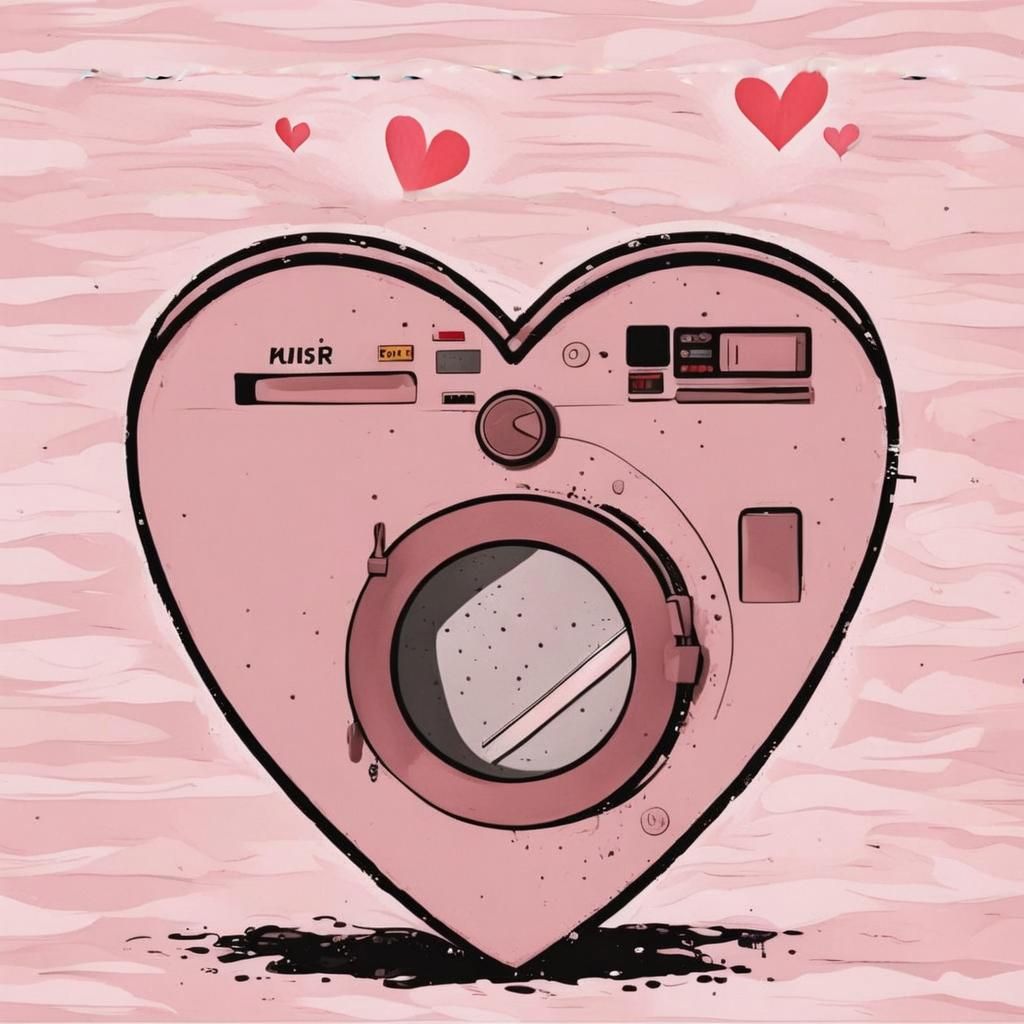 Surreal Washing Machine Heart AI Illustration