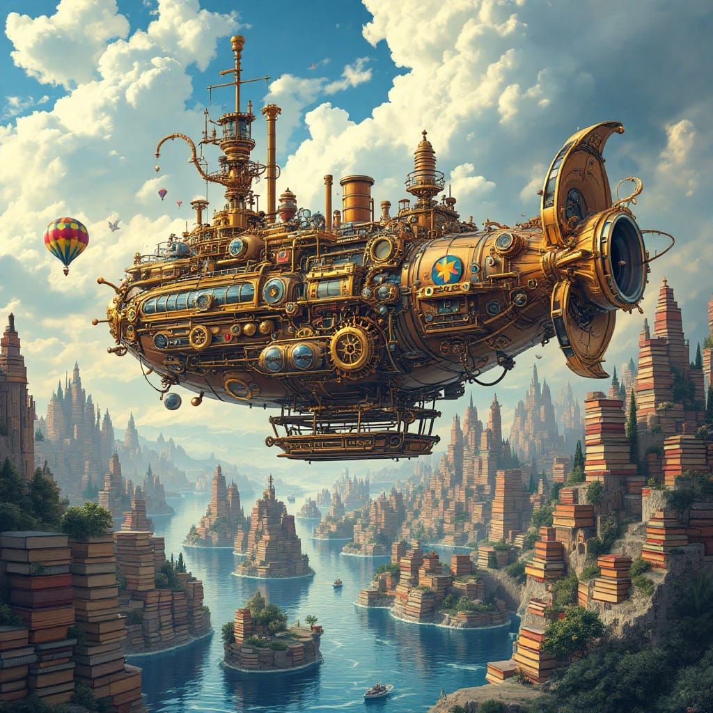 Steampunk Coffee Cup Airship Soars Through Whimsical Book Is...