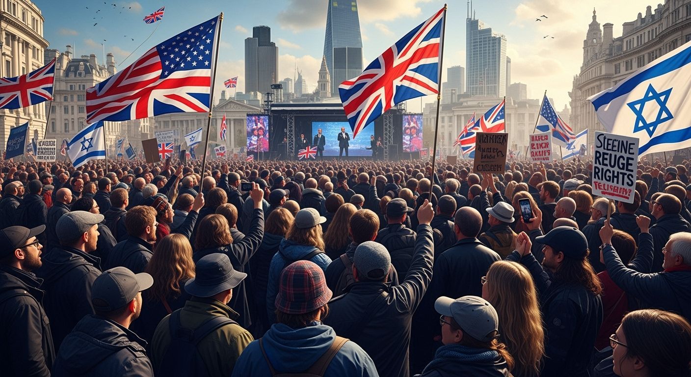 Massive London Rally with Global Flags and Tense Confrontati...