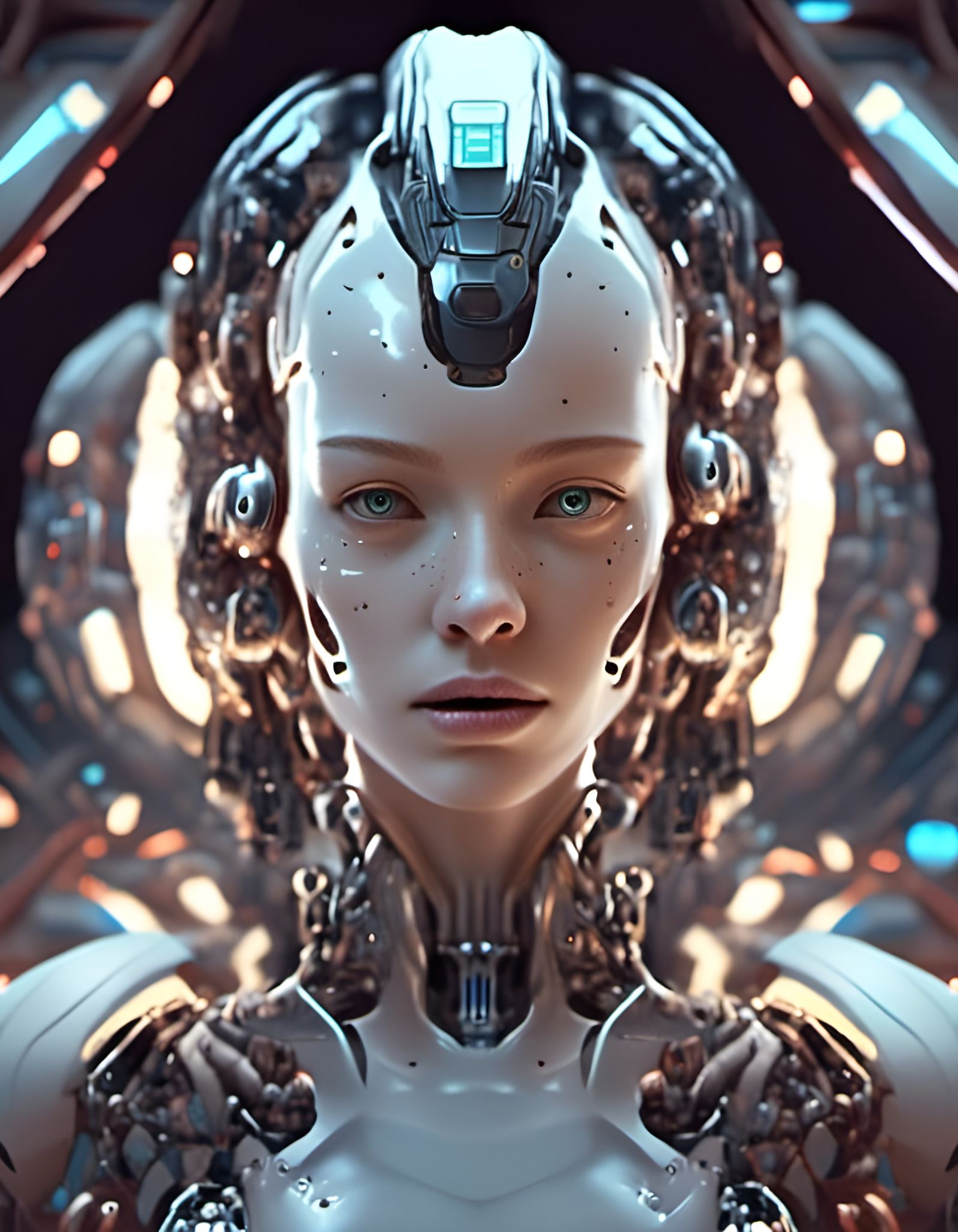 Broken Cyborg Torso in Sci-Fi Deep Space