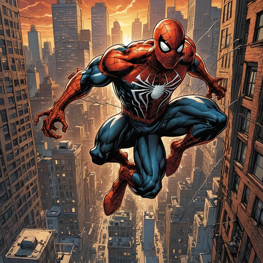 Miles Morales Spider-Man in Dynamic Comic Art Style