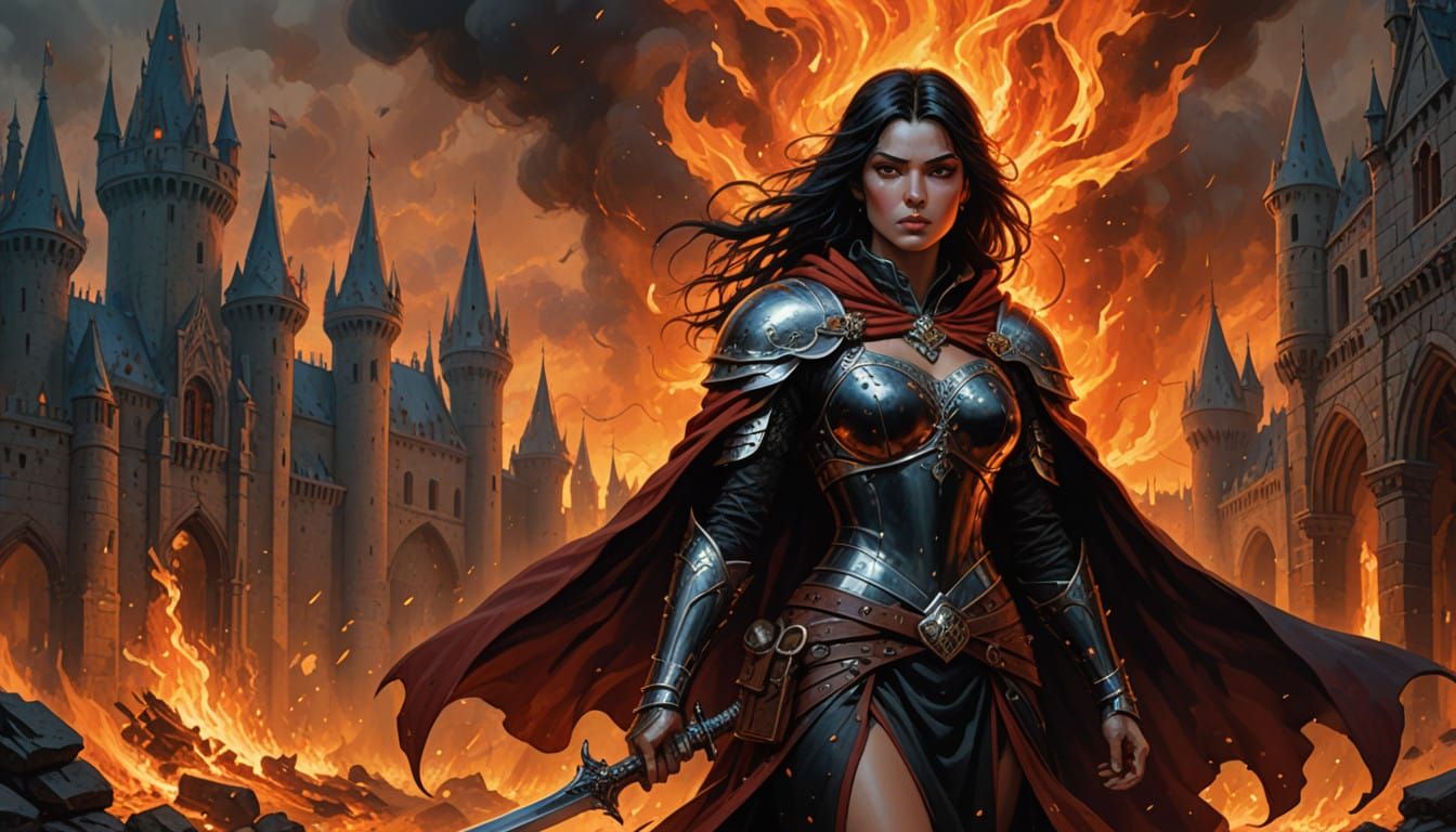 Dark Fantasy Warrior Princess in Medieval Castle Mayhem