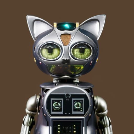 Steampunk Robot with Cat