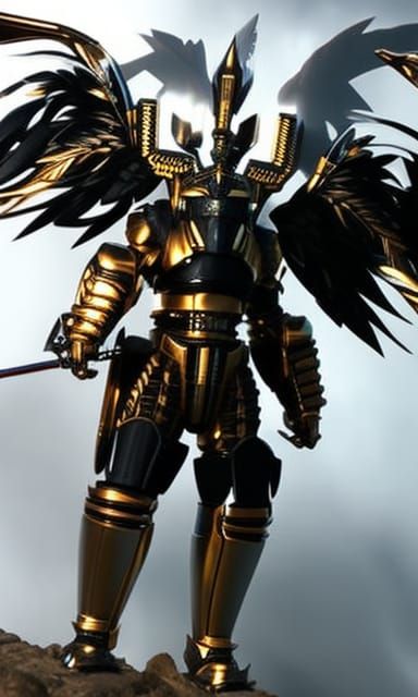 Giant Robot Seraphim Angel in Photorealistic Style
