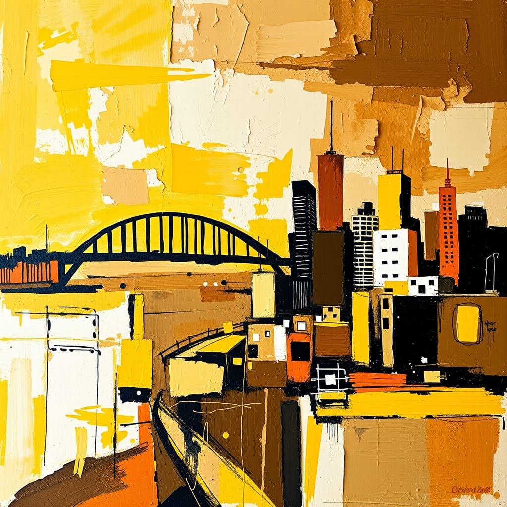 Abstract Sydney Cityscape with Expressive Brushstrokes