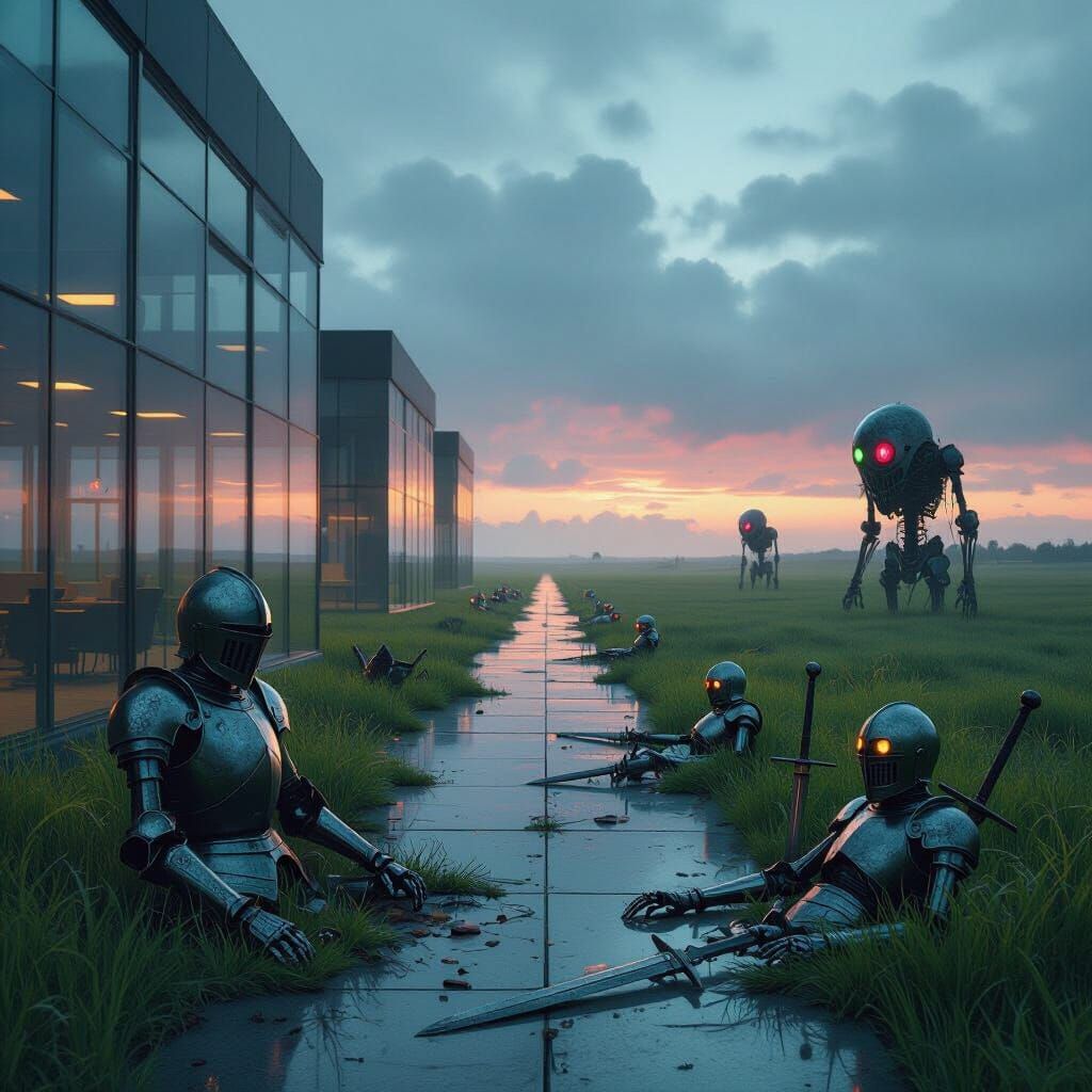 Surreal Liminal Office Complex in Endless Field