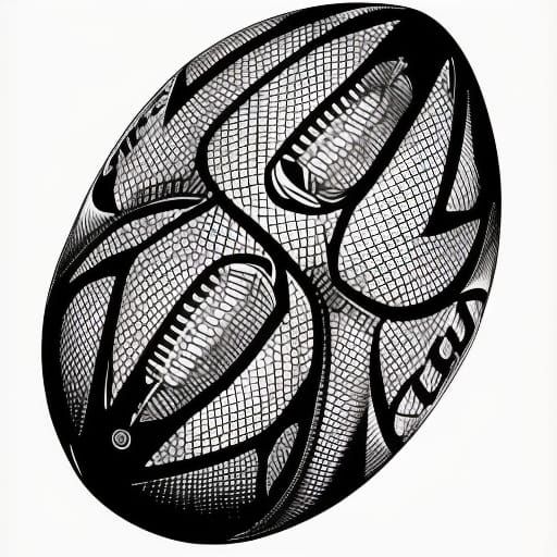 Rugby Ball Devouring Fish in Graphic Novel Style