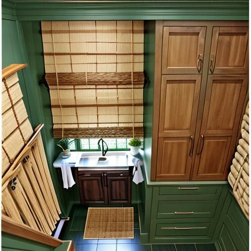 Elegant Mudroom Design with Woven Cane Cabinets