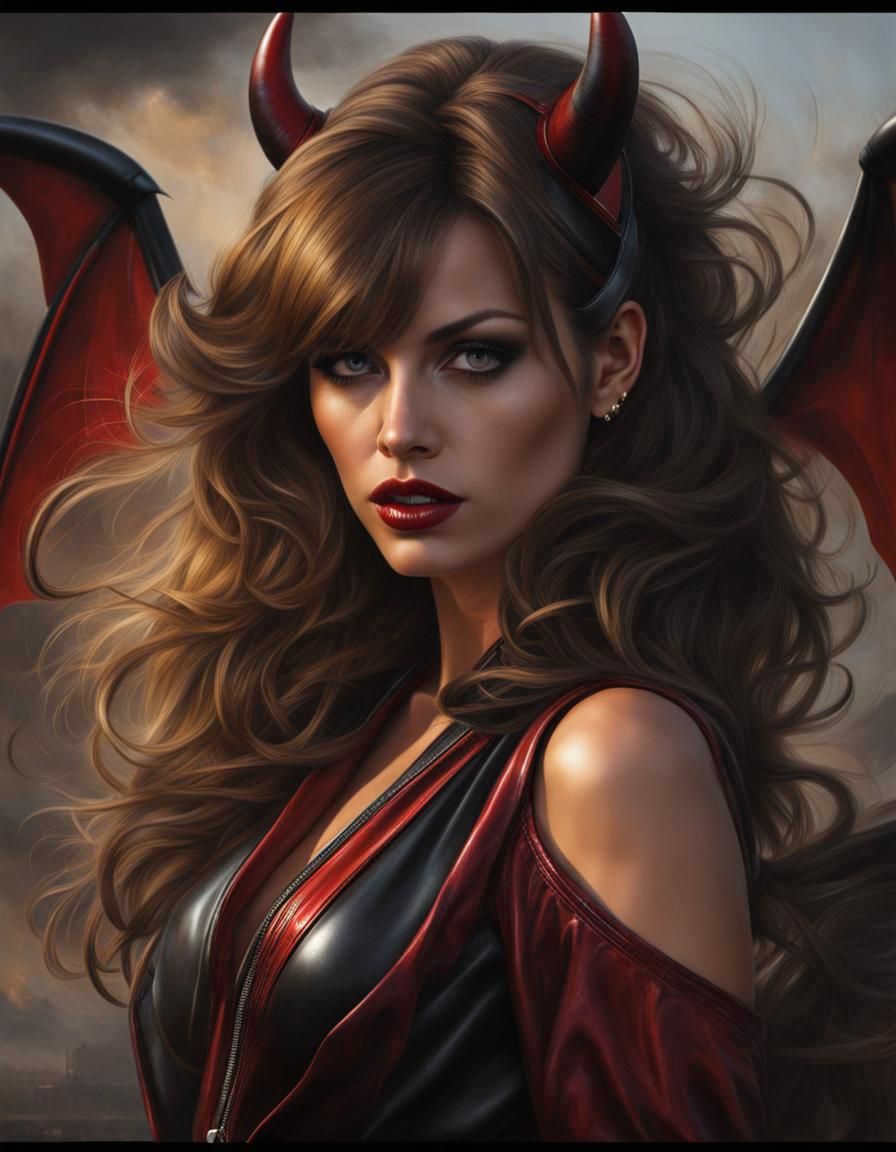 Photo-Realistic She-Devil at the Gates of Hell