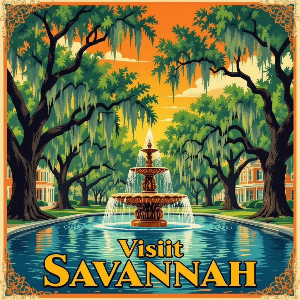 Savannah Fountain in Art Deco Style