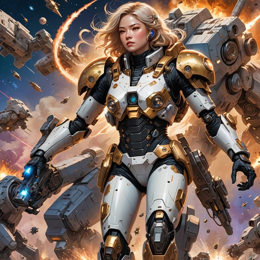 Woman in Space Mech Suit, Frank Cho Style