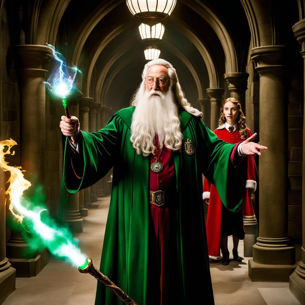 Dumbledore dueling Tom Riddle on Christmas Eve