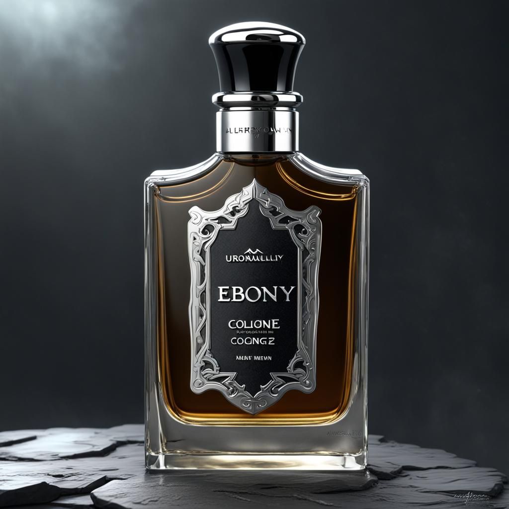 Cologne Bottle with Silver Accents in Dark Fantasy Style