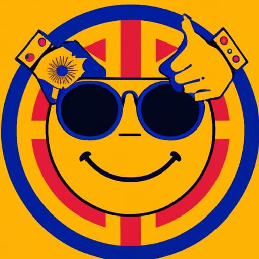 Victorian Smile Emoji in Pop Art Style