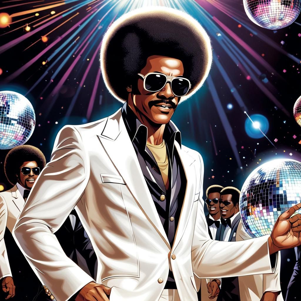 1970s Disco Dancer in Comic Book Art Style