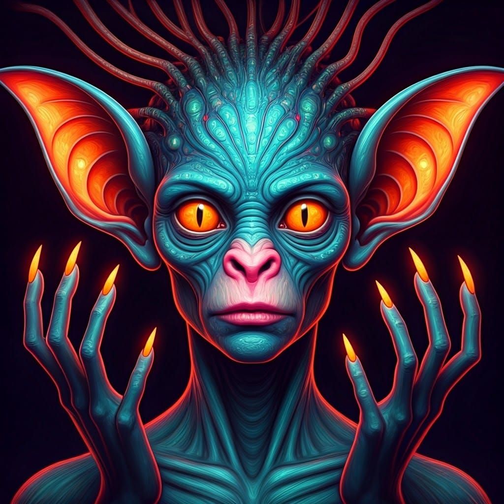 Cyberpunk Creature with Glowing Energy