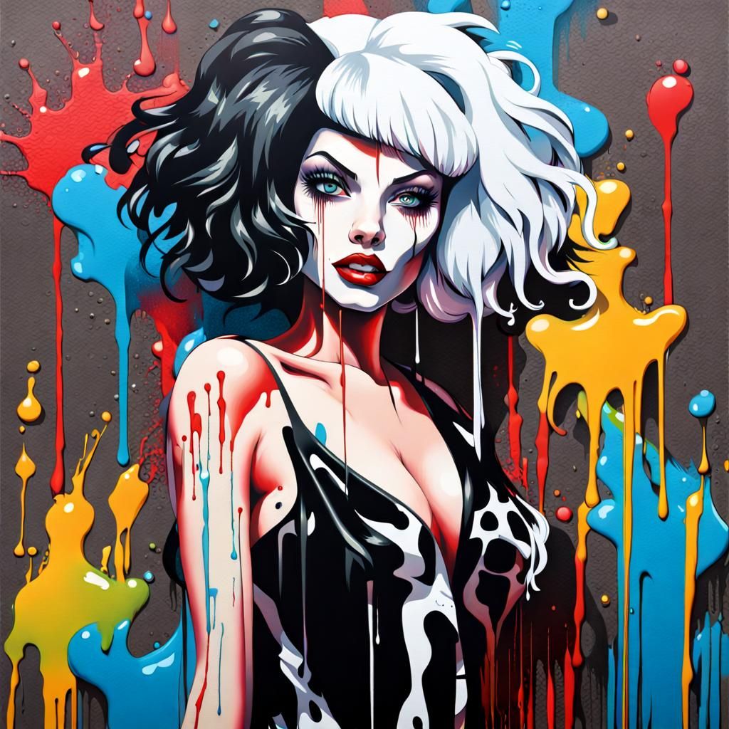 Cruella de Vil as Graffiti Street Art