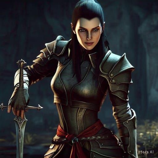 Mysterious Dunmer Assassin in Dark Fantasy Setting