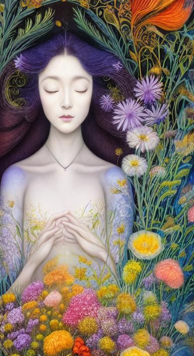 Woman with Flower: Etching and Aquatint in Forest